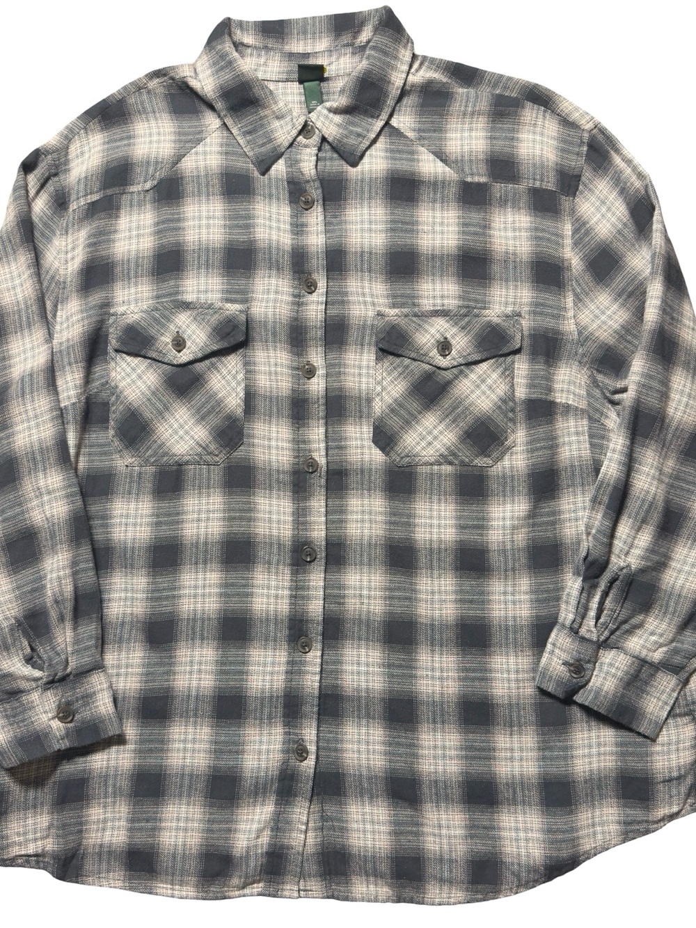 wild fable Gray &‎ White Plaid Button-Up Shirt
